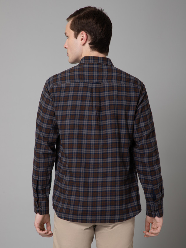 CANTABIL Men Checkered Casual Dark Blue, Maroon, Grey Shirt Buy