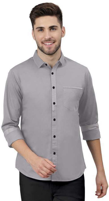 Zimli Men Solid Casual Grey Shirt