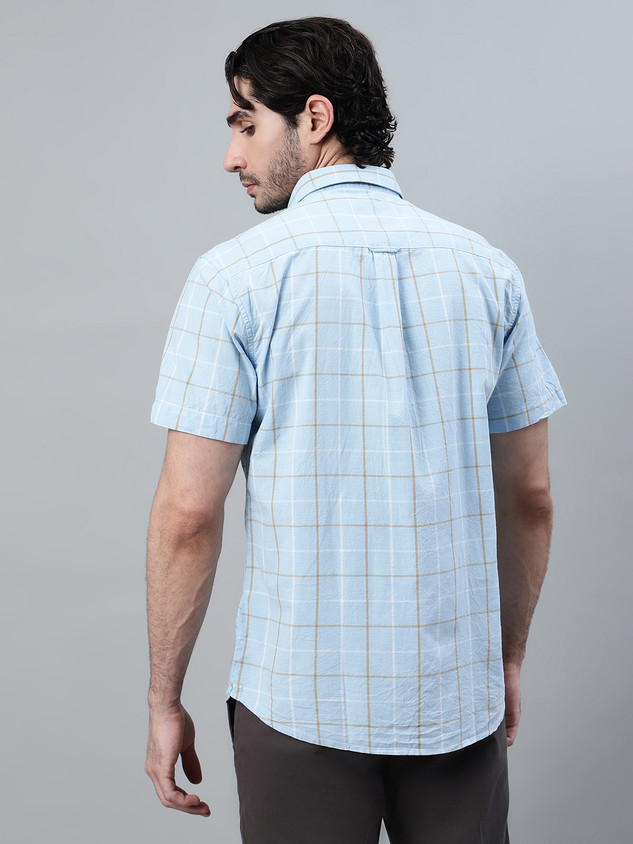 CANTABIL Men Checkered Casual Blue Shirt Buy CANTABIL Men