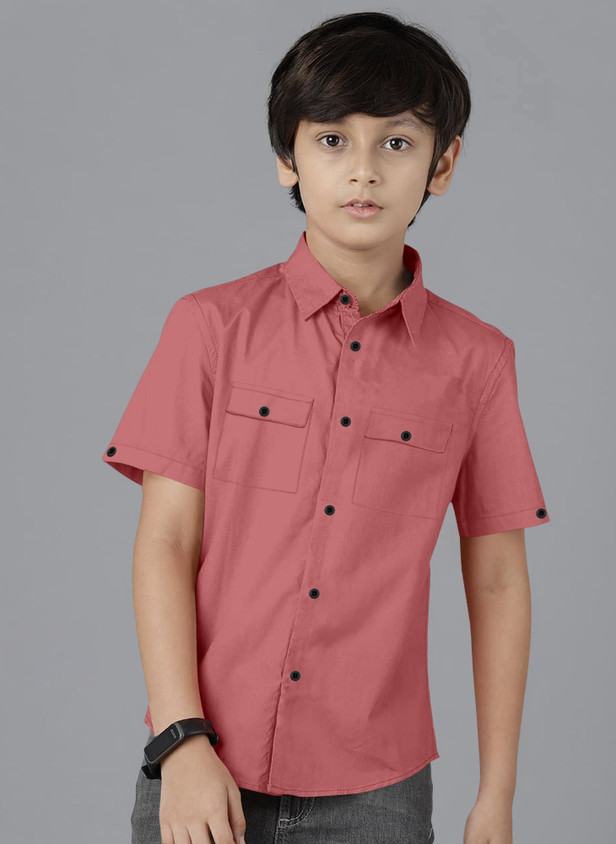 Shirt Peach 27s Ethnic Trendz Boys Solid Casual Pink Shirt Buy