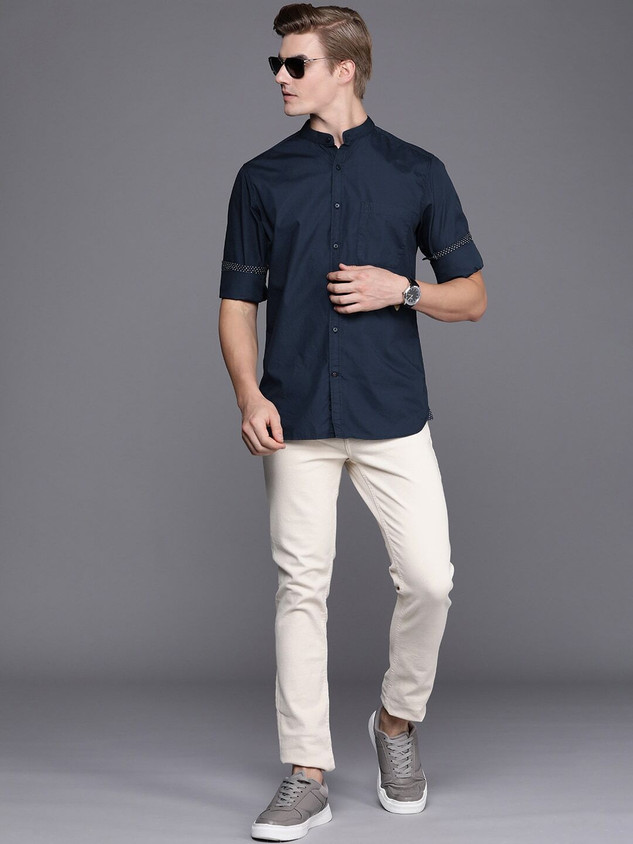 Raymond Men Solid Casual Dark Blue Shirt Buy Raymond Men Solid