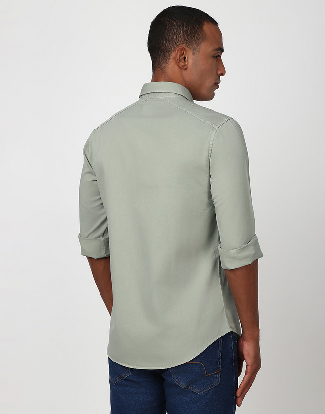 PETER ENGLAND Men Solid Casual Grey Shirt