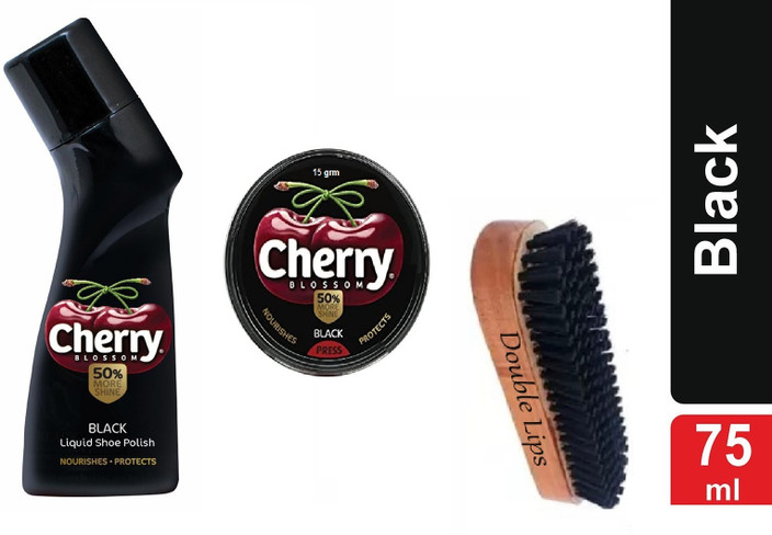 Cherry Blossom Black Liquid Shoe Polish DOUBLE LIPS Cherry Blossom
