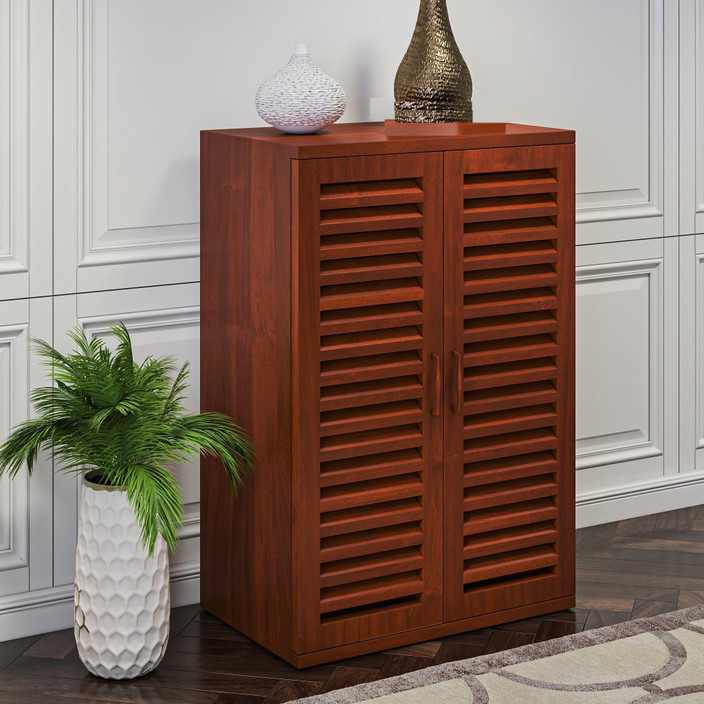 Solid Wood Shoe Rack Wooden With Door Wopno Furniture Almo - Main Image