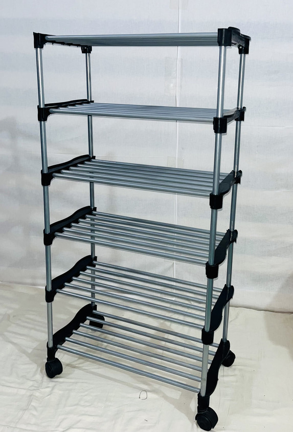 Bluevista Shoe rack black zipper cover wheel shelf Metal Shoe