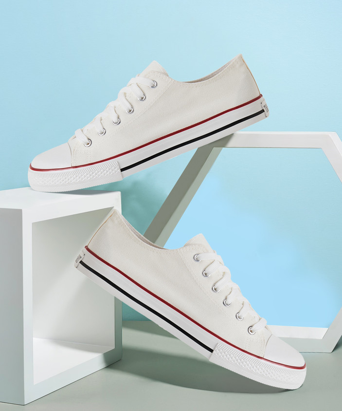 Ubuy Basic White Canvas Sneakers Casual Shoes With Canvas Upper