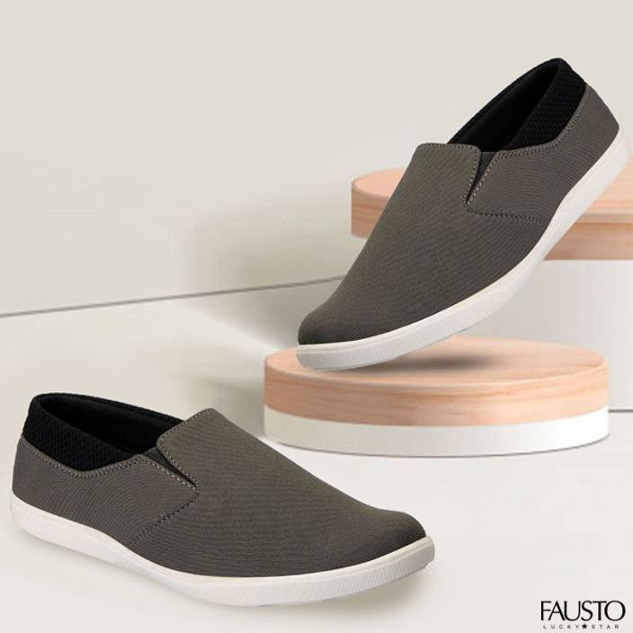 FAUSTO Slip On Shoes for Casual Outfit|Sneakers|Fashion|Comfort|Flexible  TPR Sole Loafers For Men