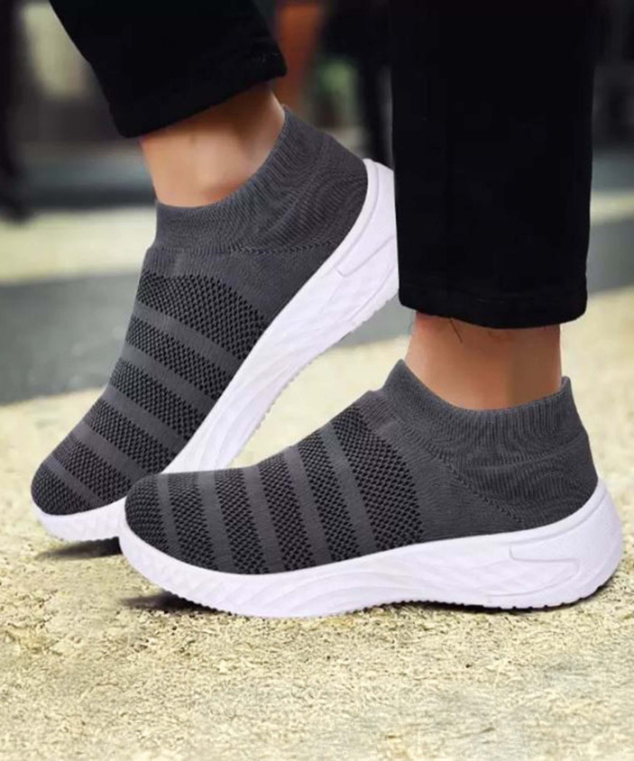 White Sneakers Mens Sneaker Sock Shoes SUKUN Socks Knitting Grey