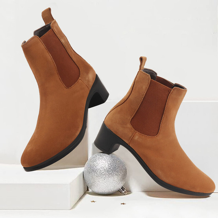 Chelsea Boots F And F Womens Boots FAUSTO Flared Heel High Ankle