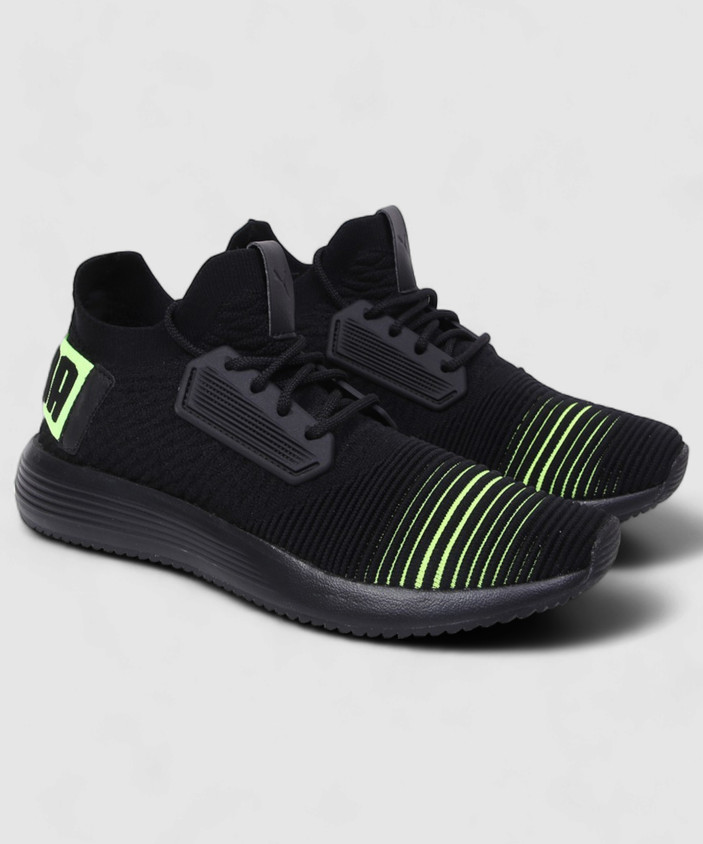 PUMA Uprise Color Shift Puma Black-Limepunch Running Shoes For Men