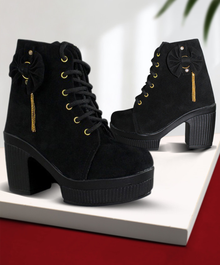 Fashionable Boots Girls Ankle Black Boots UK Collection High