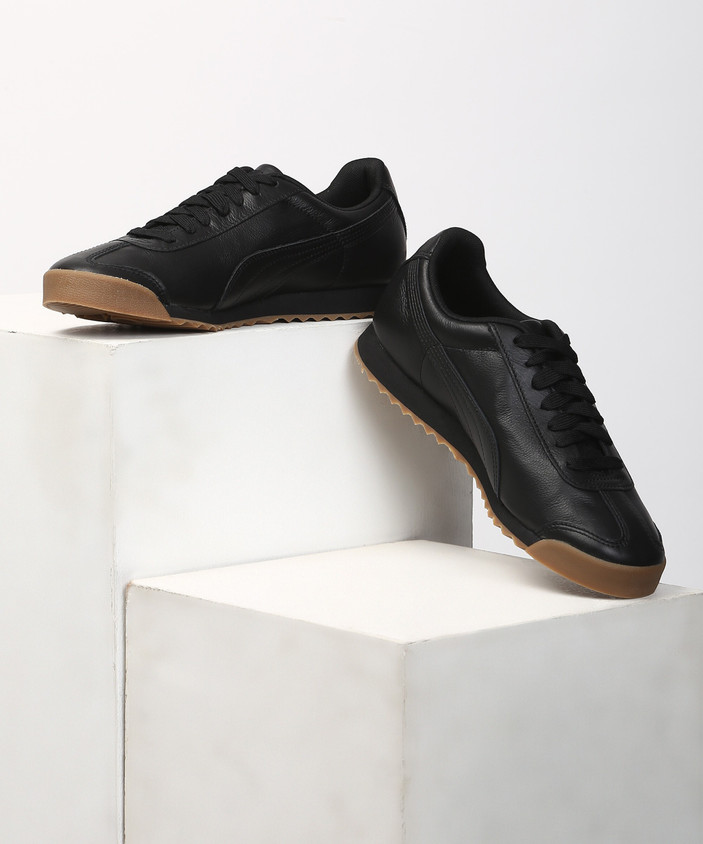 Puma Roma Black Puma Shoes Gum Sole PUMA Roma Classic Gum Sneakers