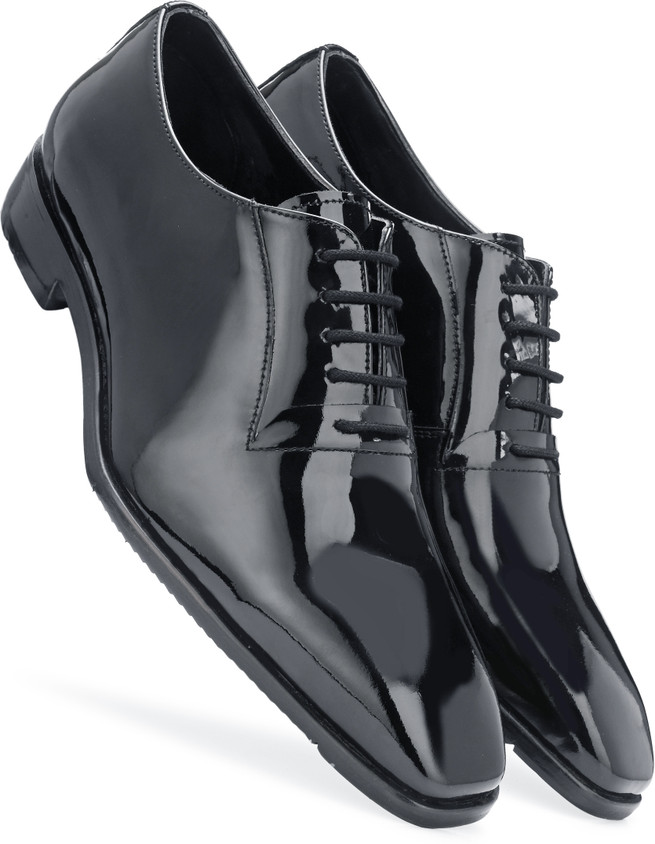 Harrykson London Men's Black Patent Italian Leather Dress Formal Shoe with  Leather Rubber Sole Derby For Men