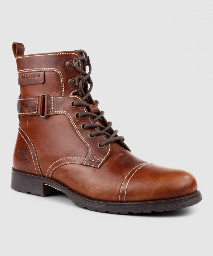 red tape tan boots