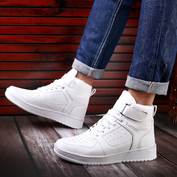 Jeans White High Tops Lutton White Sneaker Shoes Boots Sneaker