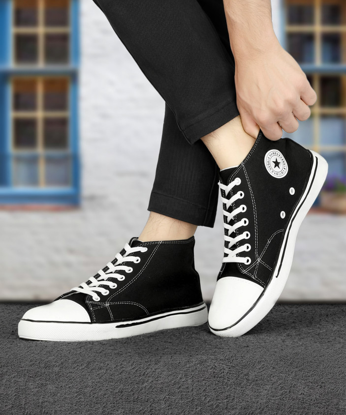 Canvas Shoes Black High Tops Mens Men's Black Canvas High Top