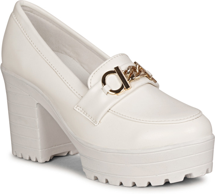 Roadster White Heeled Loafers COMMANDER Casual And Trendy Heel