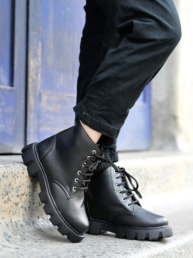 Flipkart Cute Black Boots Womens Rexine High Heel Sandal High Heel