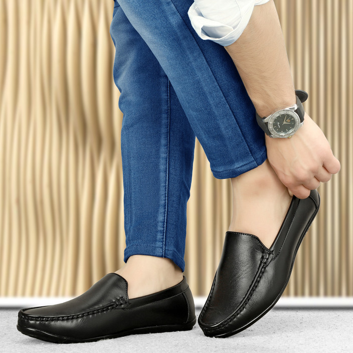 Original Leather Loafer Shoes INKLENZO Genuine Pure Leather Black