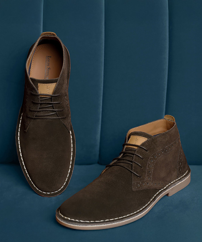 LOUIS STITCH Premium Suede Leather Brown Chukka Style Desert Ankle
