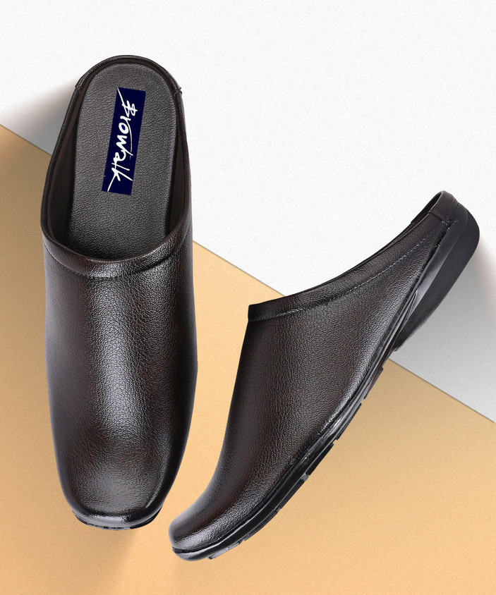 Clogs Shoes With Open Back Browalk Synthetic Leather Slip On