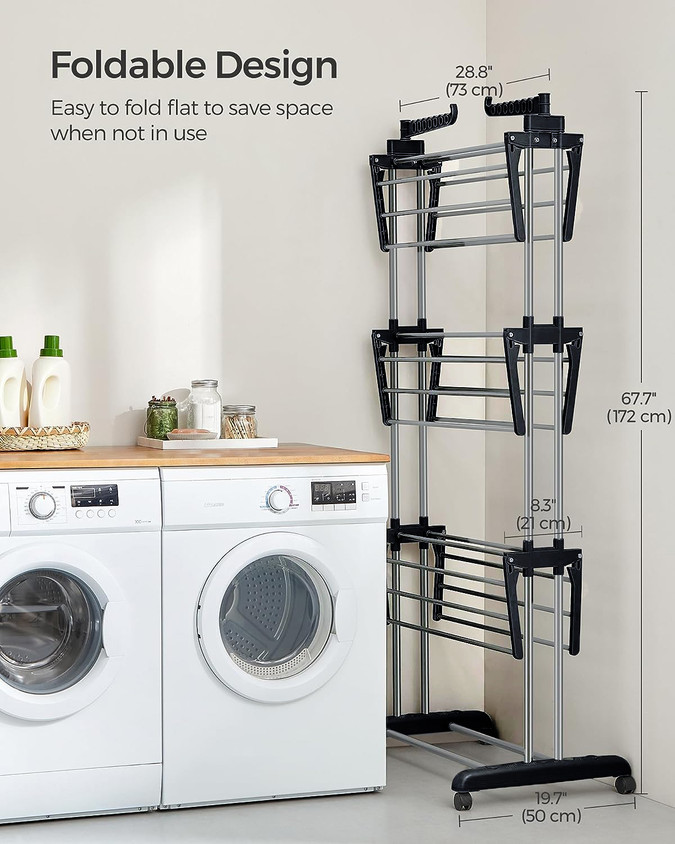 TNG Steel Floor Cloth Dryer Stand Premium Cloth Dry Stand (Black