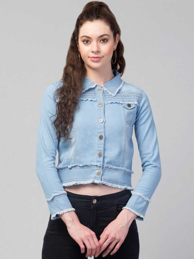 Fashion Denim Jacket Women Meri Fashion Full Sleeve Washed Women