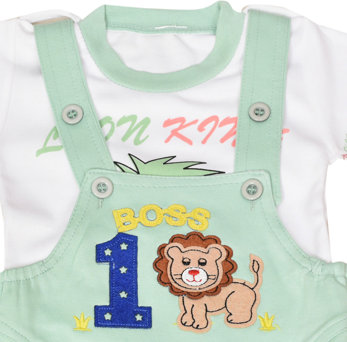 THE LITTLE BOY Baby Boys Baby Girls Casual T-shirt Dungaree, Cap