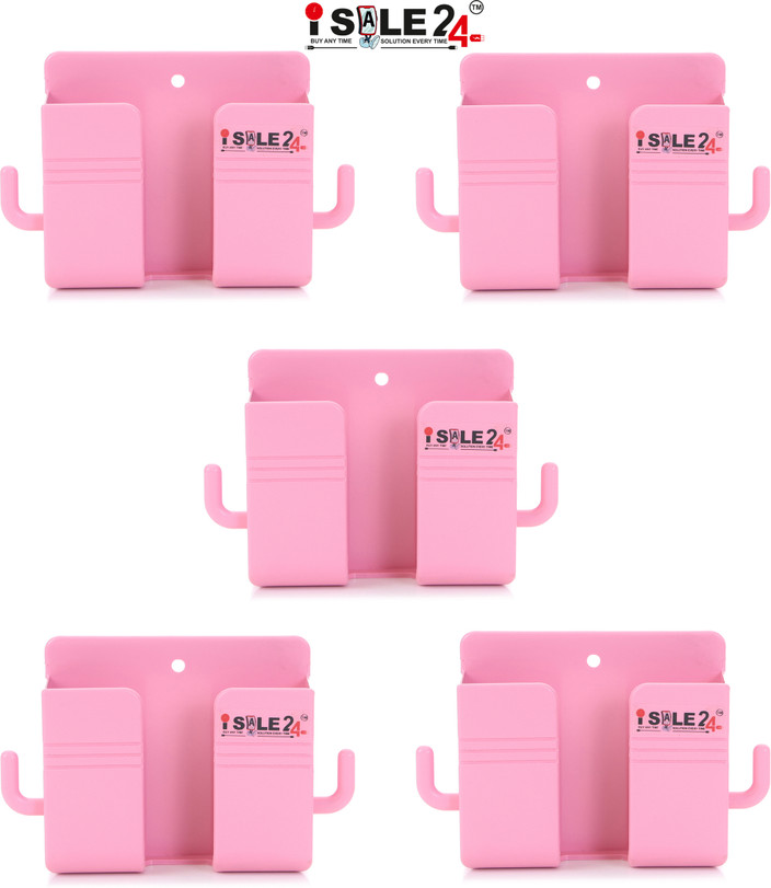 ISALE Wall Mount Mobile Holders Multipurpose Plastic Phone Stand Set of  Pink Mobile Holder