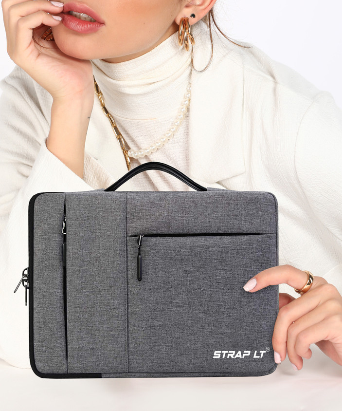 Straplt Grey Messenger Bag 15-16 Inch Laptop Sleeve For Laptop