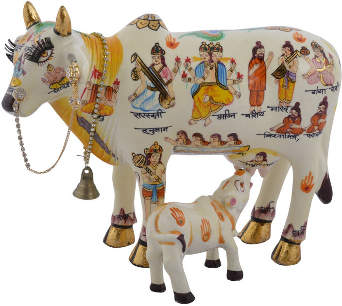 Vivx Kamdhenu Cow Statue with Calf for Home Decor Gifting and Decorative  Polyresin (19x7x15cm)cow statue with calf , kamdhenu cow statue , cow and  ...