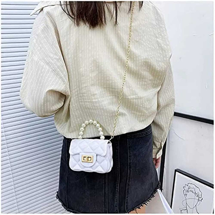 sen store Multicolor Shoulder Bag Small Pearl Handbags Kids Jelly