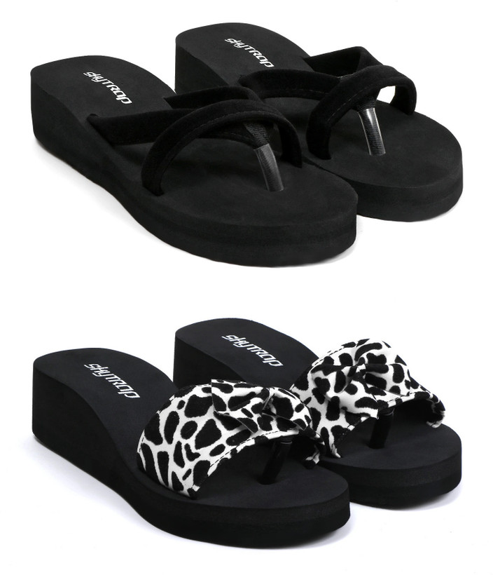 Skytrap Women Stylish Comfortable and Trending Cross Strap Flip Flop Combo of Slippers