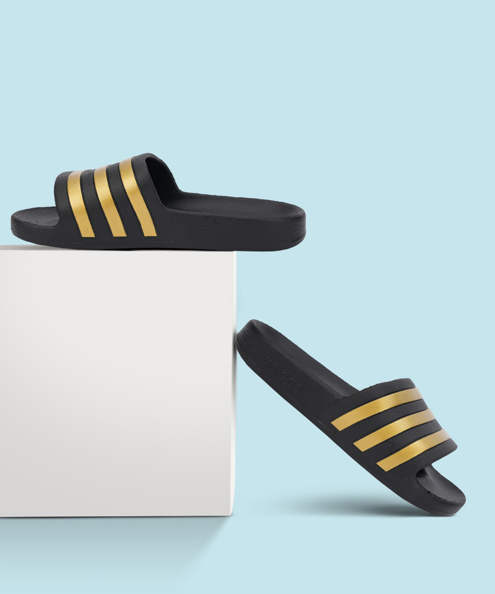 Core Black Gold Adiletten Schwarz Rosegold Flip Flops Adilette