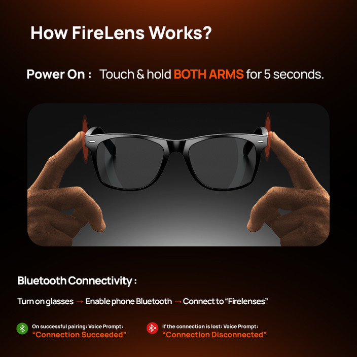 Fire-Boltt Fire-Lens Dune Smart Glasses |Bluetooth Audio |Hands-Free Calls  |Voice Assistant