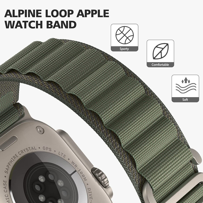 Alpine Loop Band Nylon Apple Watch Bands Series MobiLooks Alpine IWatch  Ultra 49mm /45mm/44mm/42mm/ Series 8/7/6/5