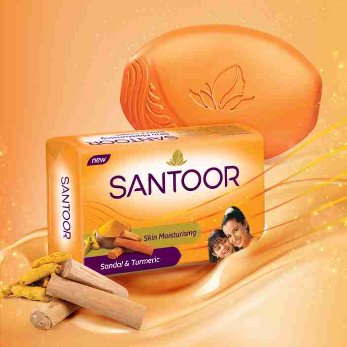 Santoor Skin Moisturizing Sandal Turmeric Bathing Bar Soap For