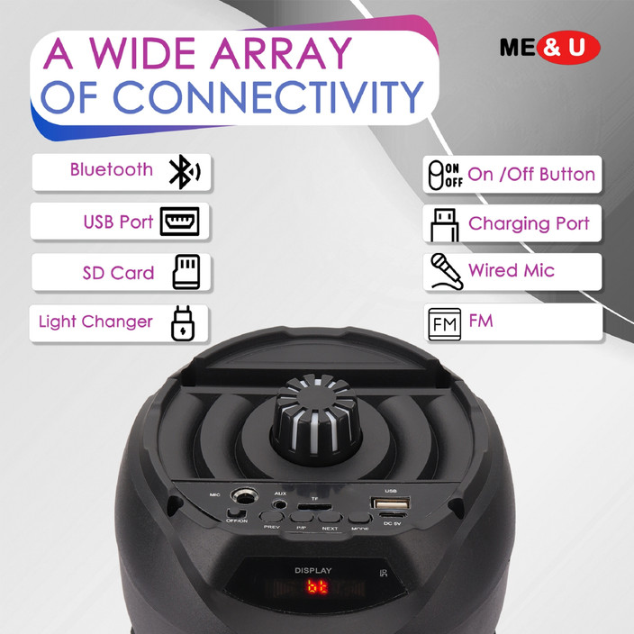 Buy ME&U Beatz Party speaker 40watt with RGB FM AUX SD CARD - Main Image
