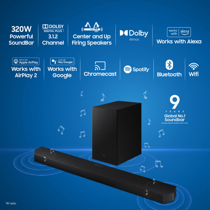 Atmos Dolby Digital Plus Soundbar Samsung HW-Q800C/XL Wireless