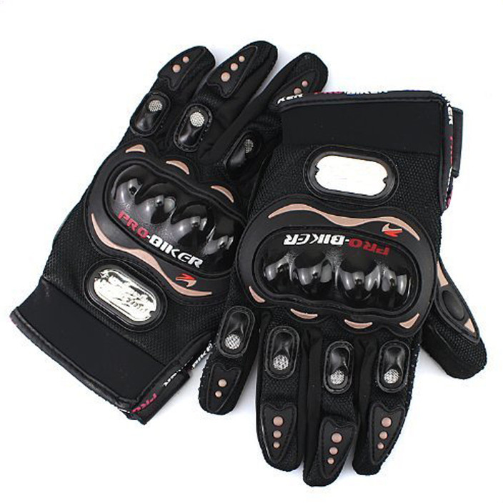 Leather Motorcycle Pro Biker Gloves M Size Polyester Half Fingered