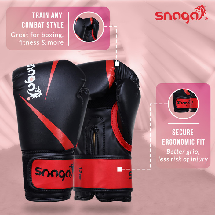 Snaga Vegan Leather Boxing Gloves for Sparring, Boxing, Kickboxing, Muay  Thai 10oz Boxing Gloves