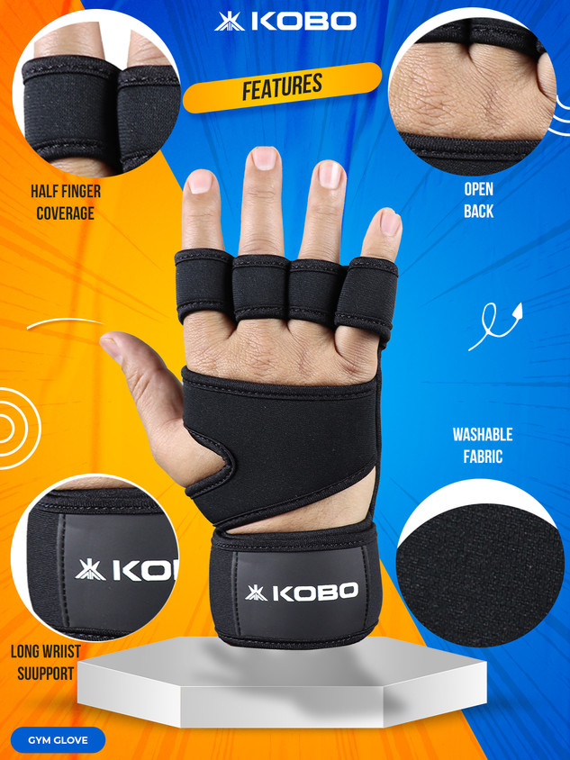 Fitness Gloves Hand Protection Gym KOBO Weight Lifting Gym Gloves