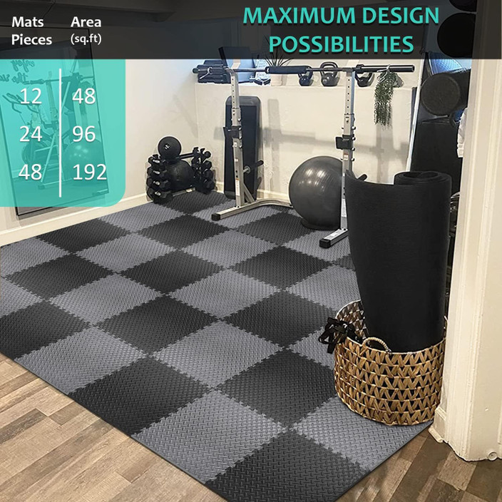 Exercise Mat Puzzle U00bd In, EVA Interlocking Foam Floor Tiles