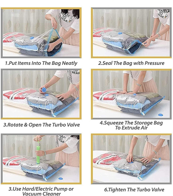 ELITEHOME Vacuum Storage Bags with Pump for Clothes Reusable