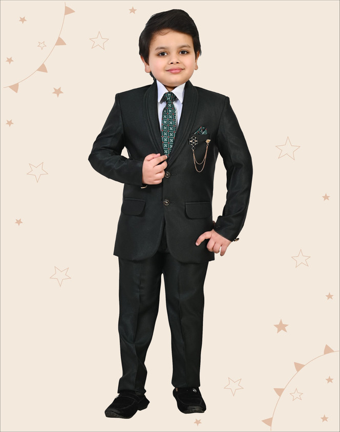 Suit Set Coat Suit For Children Designer Stylish Black 3pcs Coat
