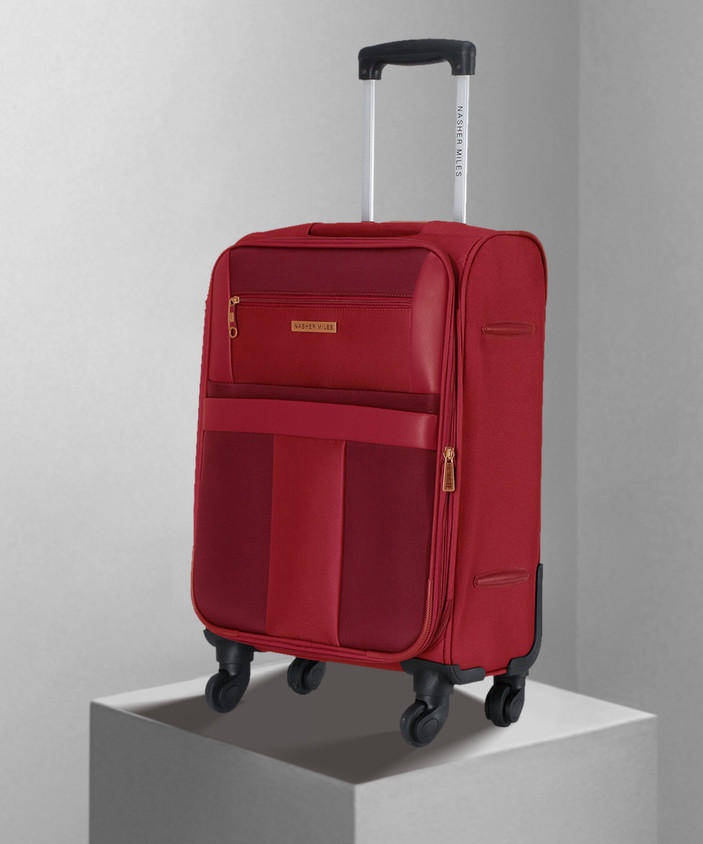 NASHER MILES Toledo Expander Soft-Sided Polyester Cabin Luggage Red 20 inch  |55cm Trolley bag Expandable Cabin Suitcase Wheels 20 inch