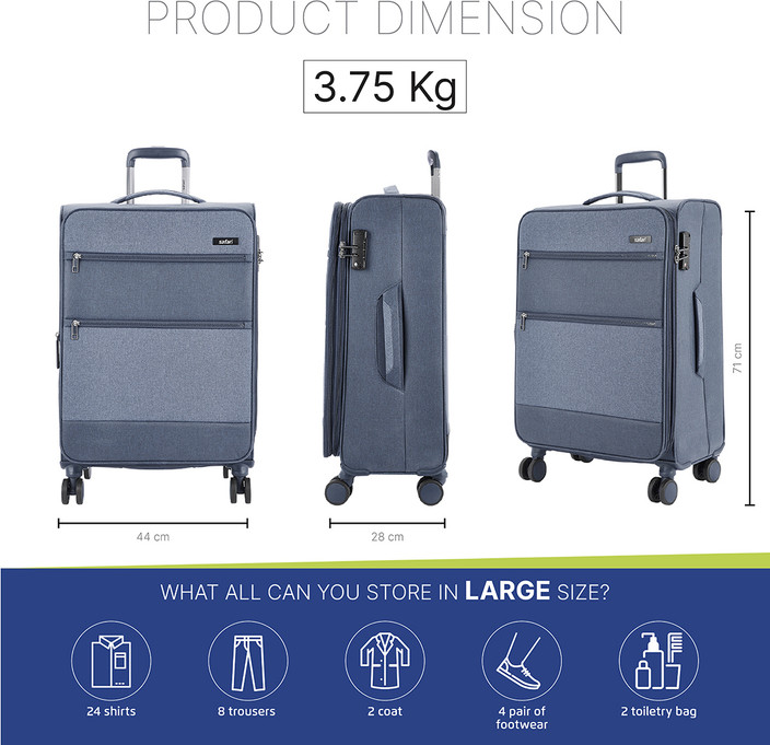 Size Chart Safari 71 Cm Trolley Bag 70 Cm Trolley Bag