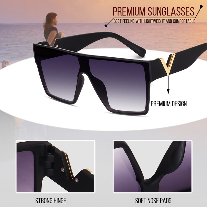 Eymen I Over-sized, Rectangular, Retro Square Sunglasses