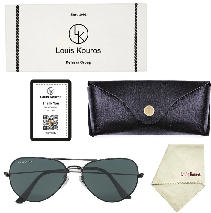 Buy LOUIS KOUROS Aviator Sunglasses Black For Men Women Online