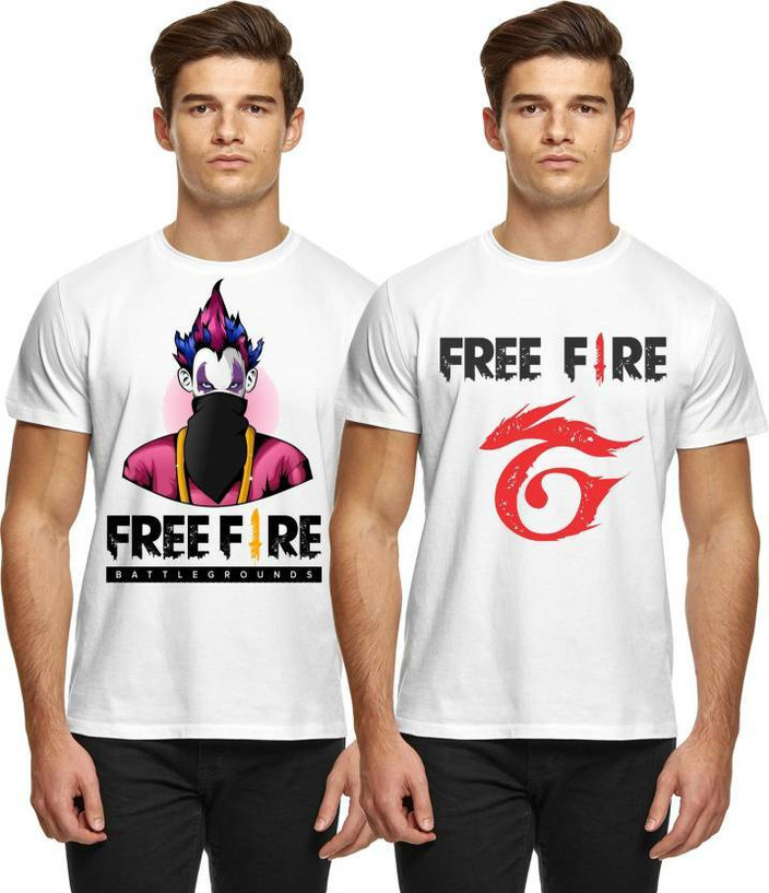 free fire tees Printed Men Round Neck White T-Shirt Buy free